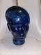 Vintage Cobalt Blue Glass Head Mannequin Wig Hat Display Prop Halloween