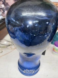 Vintage Cobalt Blue Glass Head Mannequin Wig Hat Display Prop Halloween