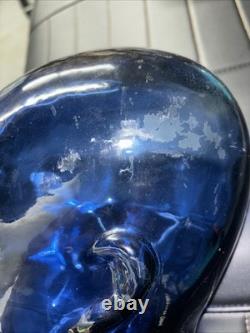 Vintage Cobalt Blue Glass Head Mannequin Wig Hat Display Prop Halloween