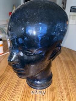 Vintage Cobalt Blue Glass Head Mannequin Wig Hat Display Prop Halloween