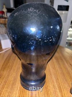 Vintage Cobalt Blue Glass Head Mannequin Wig Hat Display Prop Halloween