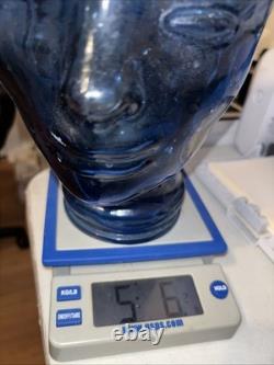 Vintage Cobalt Blue Glass Head Mannequin Wig Hat Display Prop Halloween