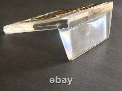 Vintage Cristal Lalique Counter Top Store DisplayGold Relief Frosted Glass 4