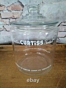 Vintage Curtiss Candy Glass Display Jar With LID 10 High General Store