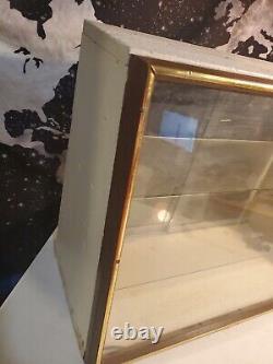 Vintage Custom Made Wooden Sliding Glass Tabletop Store Display Curio Cabinet