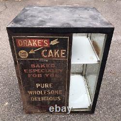 Vintage Drake's Cake Store Bakery Glass Display Case Sign Brooklyn Boston
