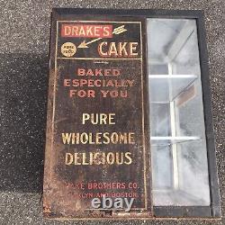 Vintage Drake's Cake Store Bakery Glass Display Case Sign Brooklyn Boston