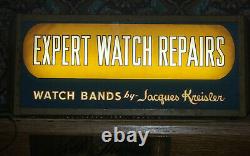 Vintage EXPERT WATCH REPAIR Jacques Kreisler Reverse Glass Lighted Store Sign