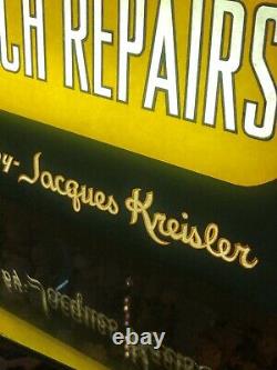 Vintage EXPERT WATCH REPAIR Jacques Kreisler Reverse Glass Lighted Store Sign