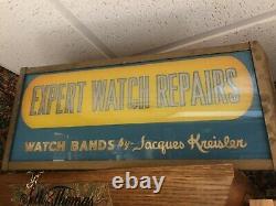 Vintage EXPERT WATCH REPAIR Jacques Kreisler Reverse Glass Lighted Store Sign