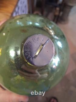 Vintage Early SHINY BRITE Glass Christmas Ornament Green Jumbo Store Display