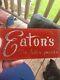 Vintage Eatons Fine Letter Papers Advertising Store Display Sign Glass Gold Foil
