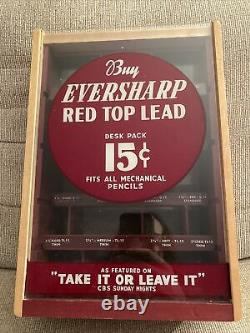 Vintage Eversharp Red Top Lead Pencil Tabletop Store Glass Wood Display Case