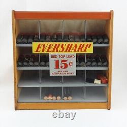 Vintage Eversharp Red Top Lead Pencil Tabletop Store Glass Wood Display Case Plu