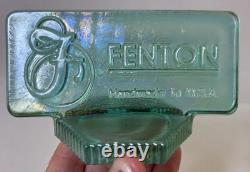 Vintage FENTON Dealer Store Display Sign Logo 5 Green Iridescent Art Glass
