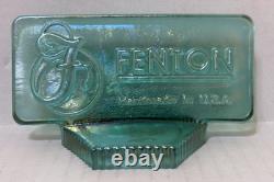 Vintage FENTON Dealer Store Display Sign Logo 5 Green Iridescent Art Glass