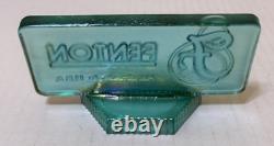 Vintage FENTON Dealer Store Display Sign Logo 5 Green Iridescent Art Glass
