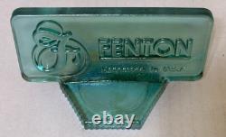 Vintage FENTON Dealer Store Display Sign Logo 5 Green Iridescent Art Glass