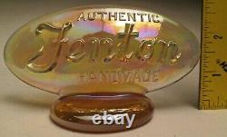 Vintage Fenton Gift Shop 1996 Oval Logo Dealer Sign Autumn Gold Iridized #9499