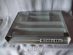 Vintage GILLETTE STORE COUNTERTOP RAZOR DISPLAY CASE With Glass Top 2.5x14x17