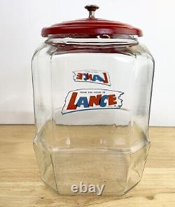 Vintage GOOD Lance Cracker Glass Jar 10 Counter Top Advertising Store Display