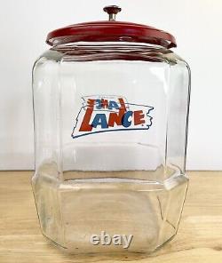 Vintage GOOD Lance Cracker Glass Jar 10 Counter Top Advertising Store Display