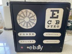 Vintage GREEN TEST CABINET Optometry Eye Exam Test Wood Glass Cabinet Light #20