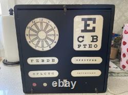 Vintage GREEN TEST CABINET Optometry Eye Exam Test Wood Glass Cabinet Light #20