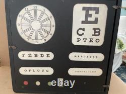 Vintage GREEN TEST CABINET Optometry Eye Exam Test Wood Glass Cabinet Light #20