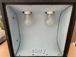 Vintage GREEN TEST CABINET Optometry Eye Exam Test Wood Glass Cabinet Light #20
