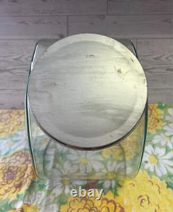 Vintage General Store Counter Glass Slanted Penny Candy Jar Flip Top Metal LID
