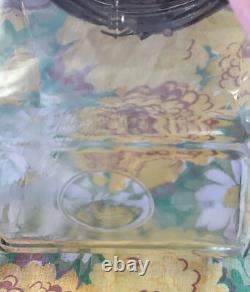 Vintage General Store Counter Glass Slanted Penny Candy Jar Flip Top Metal LID