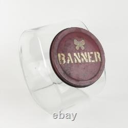 Vintage General Store Jar Banner Peanut Glass Counter Canister