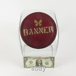 Vintage General Store Jar Banner Peanut Glass Counter Canister