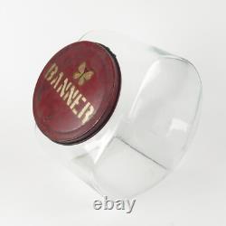 Vintage General Store Jar Banner Peanut Glass Counter Canister