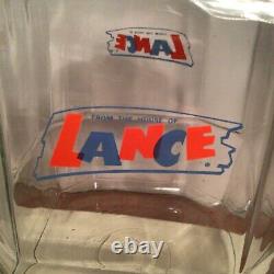 Vintage General Store LANCE Cracker Glass Counter Display JAR Lid 8 Sided Large