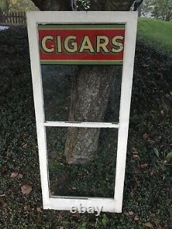Vintage General Store Painted Glass Cigars Advertising Window Display