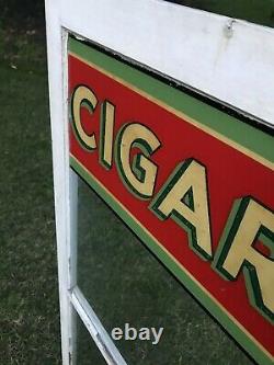 Vintage General Store Painted Glass Cigars Advertising Window Display