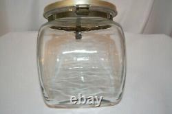 Vintage General Store Tilted Glass Counter Jar Cannister Candy Cookie Hinged Lid