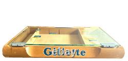 Vintage Gillette Maple wood glass top hinged counter top storage box