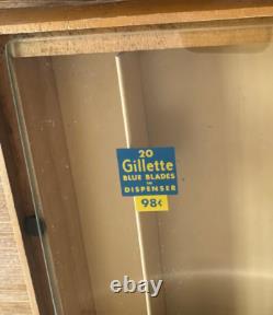 Vintage Gillette Maple wood glass top hinged counter top storage box