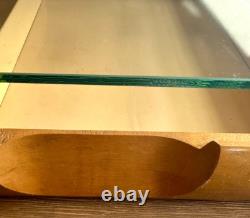 Vintage Gillette Maple wood glass top hinged counter top storage box