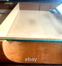 Vintage Gillette Maple wood glass top hinged counter top storage box