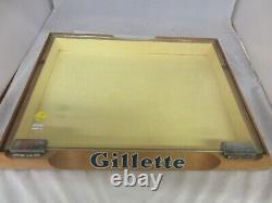 Vintage Gillette Razor Wood & Glass Store Display Advertising 202-d