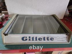 Vintage Gillette Safety Razor Countertop Store Display Case 1956 Glass Lid