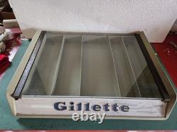 Vintage Gillette Safety Razor Countertop Store Display Case 1956 Glass Lid