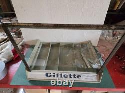Vintage Gillette Safety Razor Countertop Store Display Case 1956 Glass Lid