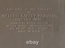 Vintage Gillette Safety Razor Countertop Store Display Case 1956 Glass Lid