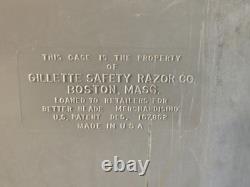 Vintage Gillette Safety Razor Countertop Store Display Case 1956 Glass Lid