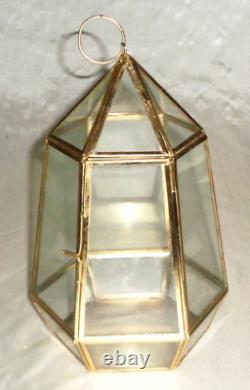 Vintage Glass 6 Sided Hanging Store Display Candle Holder Plant Terrarium 10x6